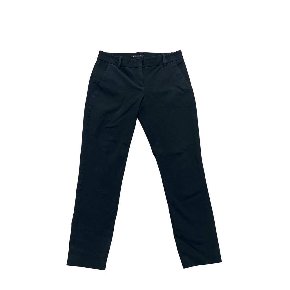Theory Womens Black Tailored Slim Leg Trousers Dress Pants Size 4 Professional